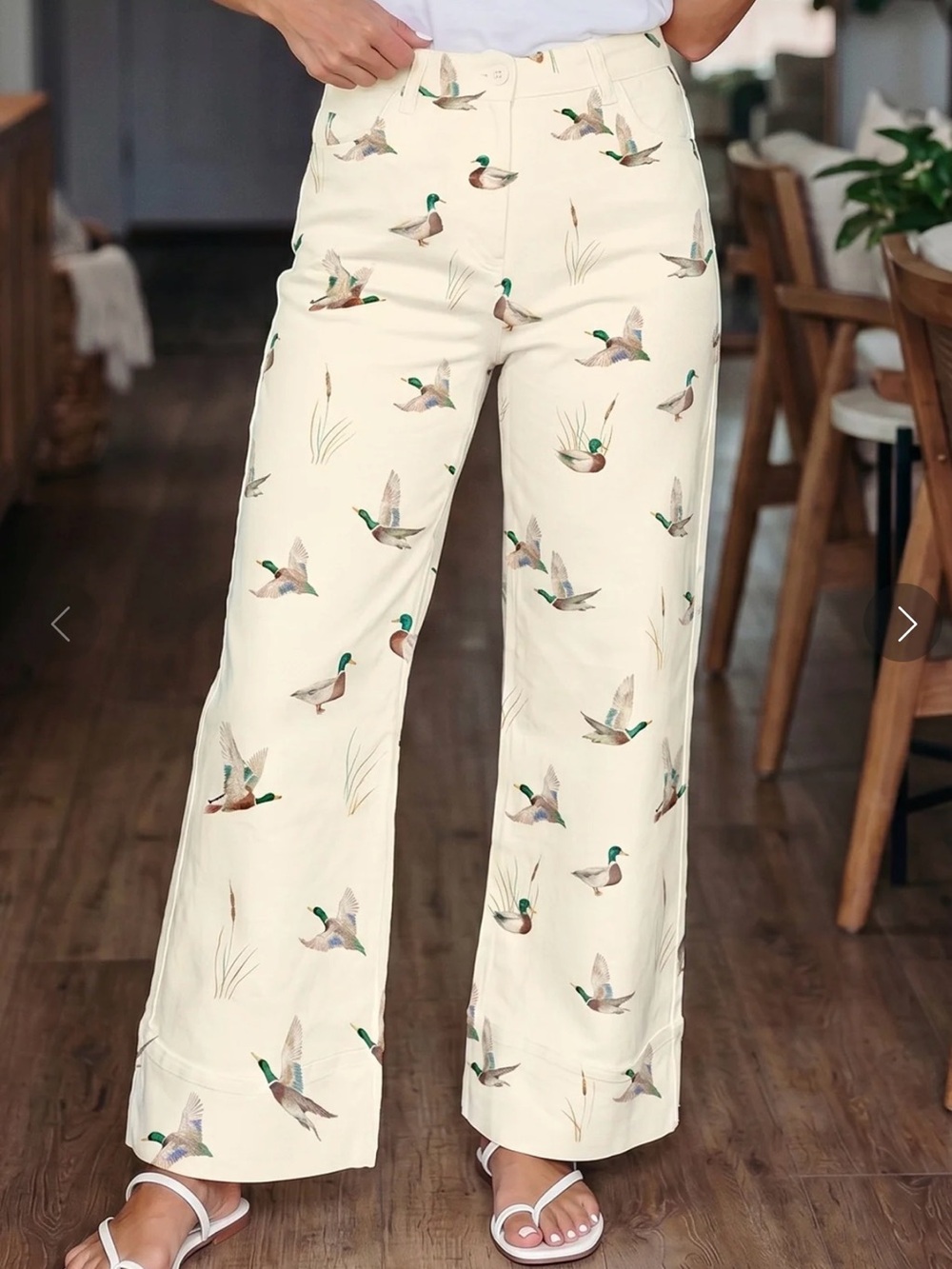 NWT SOLD OUT Viral Western Style Mallard Duck Print Cuffed Hem Jeans Pants - Picture 3 of 10